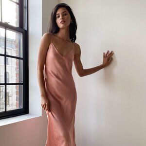 Aritzia Only Slip Satin Midi Dress